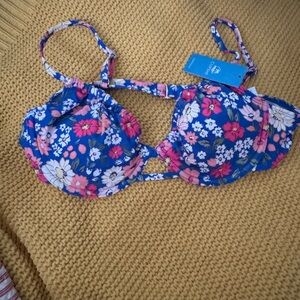 Cupshe Blue Floral Bikini Top